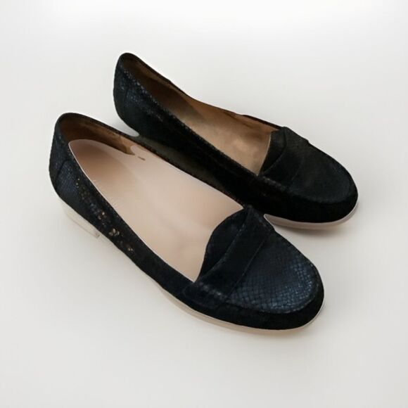 Vionic Larrun Black Snake Print Leather Loafer Shoes Women’s 8 Classic Preppy - Picture 2 of 16